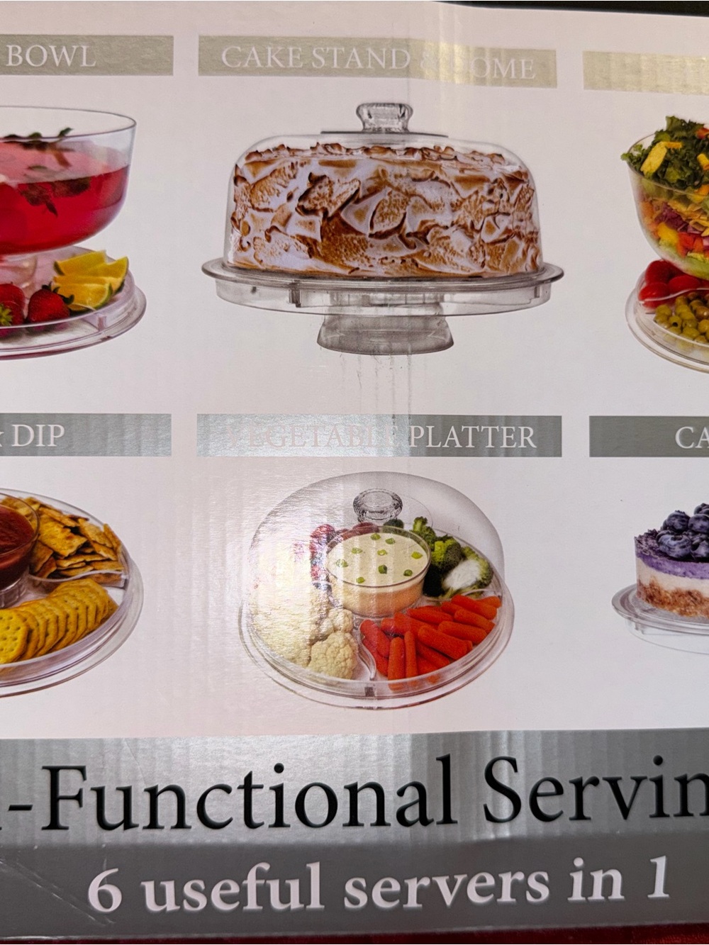 Clear Dome Serving Platter with White Base - White/Clear